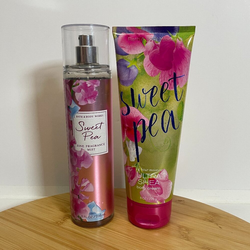 Bath & Body Works Sweet Pea Body Cream Fine Fragrance Mist 8 oz Ultra Shea